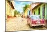 Cuba Painting - Colourful Street-Philippe Hugonnard-Mounted Art Print