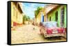 Cuba Painting - Colourful Street-Philippe Hugonnard-Framed Stretched Canvas