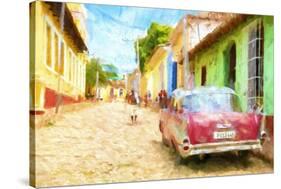 Cuba Painting - Colourful Street-Philippe Hugonnard-Stretched Canvas