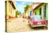 Cuba Painting - Colourful Street-Philippe Hugonnard-Stretched Canvas