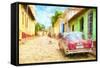 Cuba Painting - Colourful Street-Philippe Hugonnard-Framed Stretched Canvas