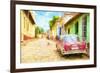 Cuba Painting - Colourful Street-Philippe Hugonnard-Framed Art Print