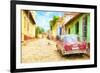 Cuba Painting - Colourful Street-Philippe Hugonnard-Framed Art Print