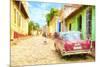 Cuba Painting - Colourful Street-Philippe Hugonnard-Mounted Art Print
