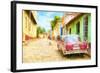 Cuba Painting - Colourful Street-Philippe Hugonnard-Framed Art Print