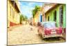 Cuba Painting - Colourful Street-Philippe Hugonnard-Mounted Art Print