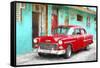 Cuba Painting - Cuban Red Car-Philippe Hugonnard-Framed Stretched Canvas