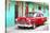 Cuba Painting - Cuban Red Car-Philippe Hugonnard-Stretched Canvas