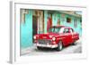 Cuba Painting - Cuban Red Car-Philippe Hugonnard-Framed Art Print