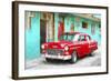 Cuba Painting - Cuban Red Car-Philippe Hugonnard-Framed Art Print