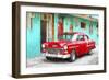 Cuba Painting - Cuban Red Car-Philippe Hugonnard-Framed Art Print