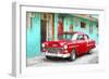 Cuba Painting - Cuban Red Car-Philippe Hugonnard-Framed Art Print