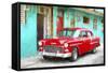 Cuba Painting - Cuban Red Car-Philippe Hugonnard-Framed Stretched Canvas