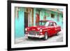 Cuba Painting - Cuban Red Car-Philippe Hugonnard-Framed Art Print