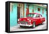Cuba Painting - Cuban Red Car-Philippe Hugonnard-Framed Stretched Canvas