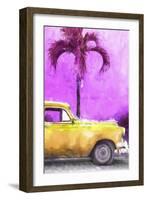 Cuba Painting - Dark Yellow Chevy-Philippe Hugonnard-Framed Art Print