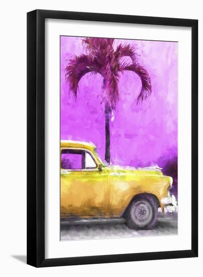 Cuba Painting - Dark Yellow Chevy-Philippe Hugonnard-Framed Art Print