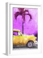 Cuba Painting - Dark Yellow Chevy-Philippe Hugonnard-Framed Art Print