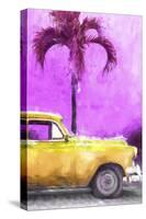 Cuba Painting - Dark Yellow Chevy-Philippe Hugonnard-Stretched Canvas