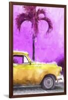 Cuba Painting - Dark Yellow Chevy-Philippe Hugonnard-Framed Art Print