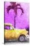 Cuba Painting - Dark Yellow Chevy-Philippe Hugonnard-Stretched Canvas