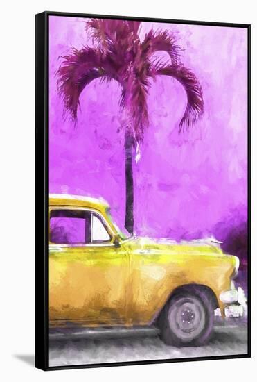 Cuba Painting - Dark Yellow Chevy-Philippe Hugonnard-Framed Stretched Canvas