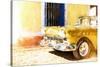 Cuba Painting - Golden Car-Philippe Hugonnard-Stretched Canvas