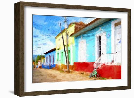 Cuba Painting - Green Bikes-Philippe Hugonnard-Framed Art Print