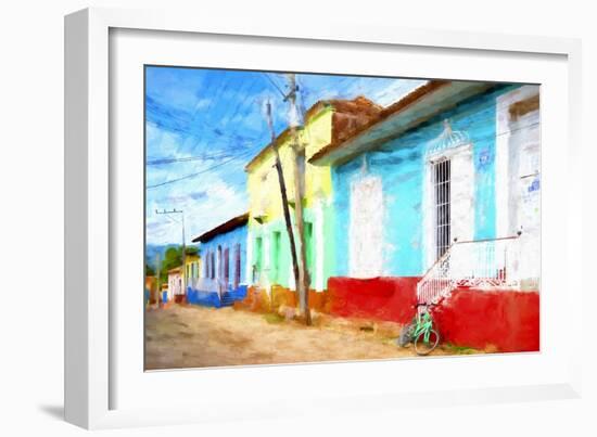 Cuba Painting - Green Bikes-Philippe Hugonnard-Framed Art Print