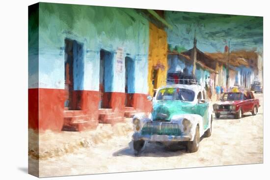 Cuba Painting - Green Taxi-Philippe Hugonnard-Stretched Canvas