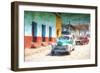 Cuba Painting - Green Taxi-Philippe Hugonnard-Framed Premium Giclee Print