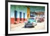 Cuba Painting - Green Taxi-Philippe Hugonnard-Framed Art Print