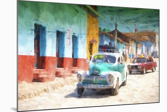 Cuba Painting - Green Taxi-Philippe Hugonnard-Mounted Art Print