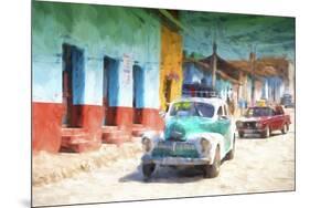 Cuba Painting - Green Taxi-Philippe Hugonnard-Mounted Art Print