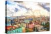 Cuba Painting - Havana Colorful City-Philippe Hugonnard-Stretched Canvas