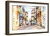 Cuba Painting - Havana Street Atmosphere-Philippe Hugonnard-Framed Art Print