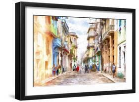 Cuba Painting - Havana Street Atmosphere-Philippe Hugonnard-Framed Art Print