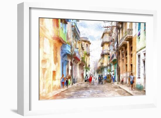 Cuba Painting - Havana Street Atmosphere-Philippe Hugonnard-Framed Art Print