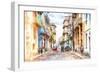 Cuba Painting - Havana Street Atmosphere-Philippe Hugonnard-Framed Art Print