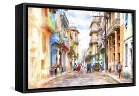 Cuba Painting - Havana Street Atmosphere-Philippe Hugonnard-Framed Stretched Canvas