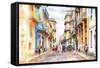 Cuba Painting - Havana Street Atmosphere-Philippe Hugonnard-Framed Stretched Canvas