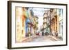 Cuba Painting - Havana Street Atmosphere-Philippe Hugonnard-Framed Art Print