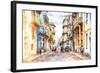 Cuba Painting - Havana Street Atmosphere-Philippe Hugonnard-Framed Art Print