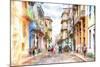 Cuba Painting - Havana Street Atmosphere-Philippe Hugonnard-Mounted Art Print