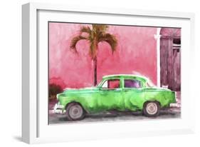 Cuba Painting - Kelly Green Chevrolet-Philippe Hugonnard-Framed Art Print