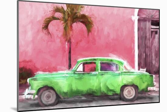 Cuba Painting - Kelly Green Chevrolet-Philippe Hugonnard-Mounted Art Print