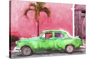 Cuba Painting - Kelly Green Chevrolet-Philippe Hugonnard-Stretched Canvas