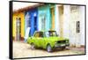 Cuba Painting - Lime-Philippe Hugonnard-Framed Stretched Canvas