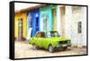 Cuba Painting - Lime-Philippe Hugonnard-Framed Stretched Canvas