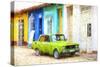 Cuba Painting - Lime-Philippe Hugonnard-Stretched Canvas